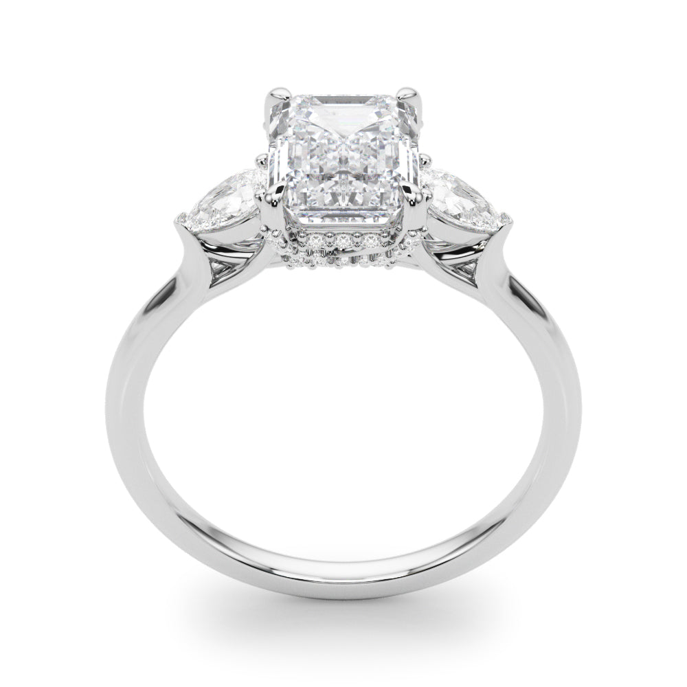 Majestic Cut Center Emerald Diamond Engagement Ring in 10K/14K gold and platinum with certified lab-grown or natural diamonds