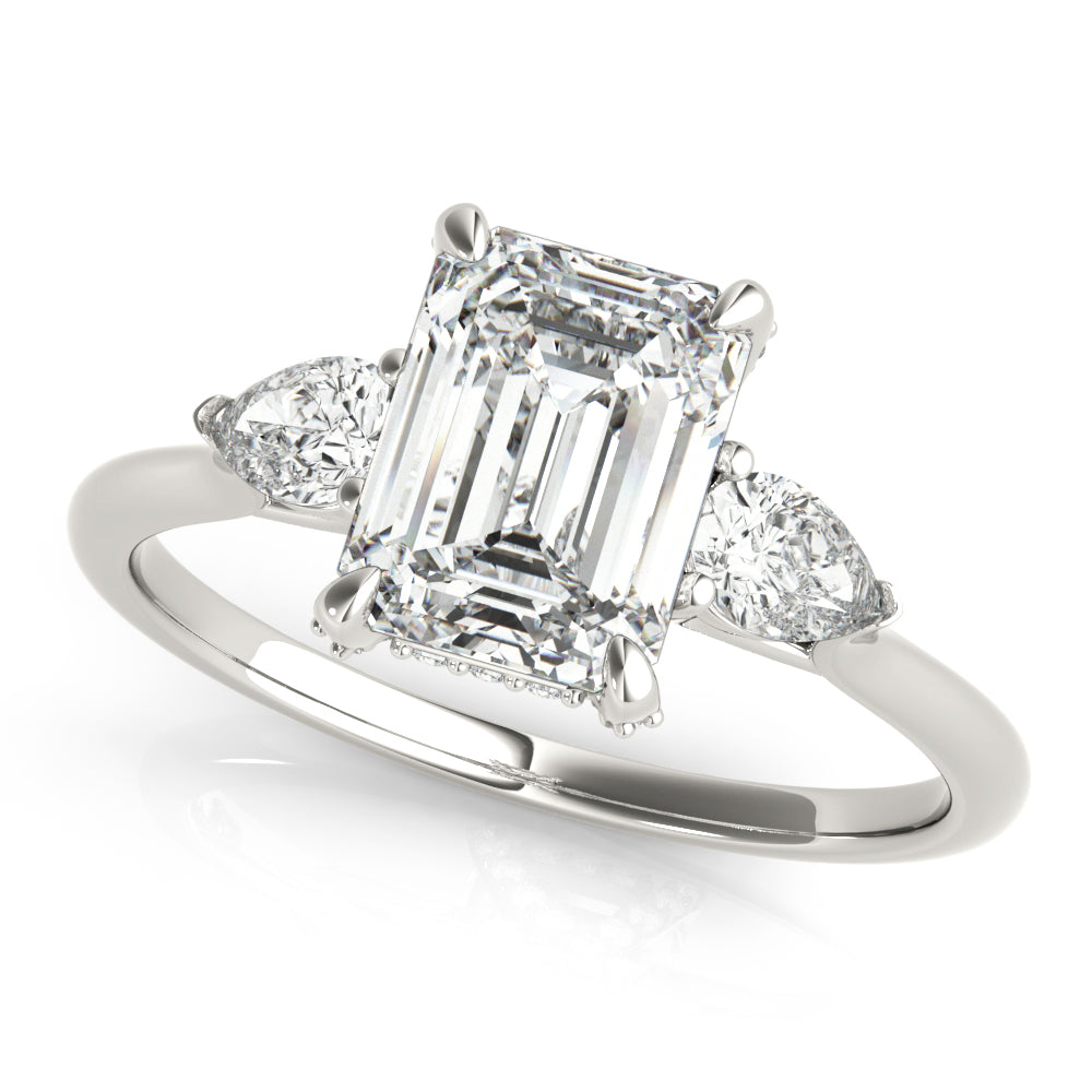 Majestic Cut Center Emerald Diamond Engagement Ring in 10K/14K gold and platinum with certified lab-grown or natural diamonds