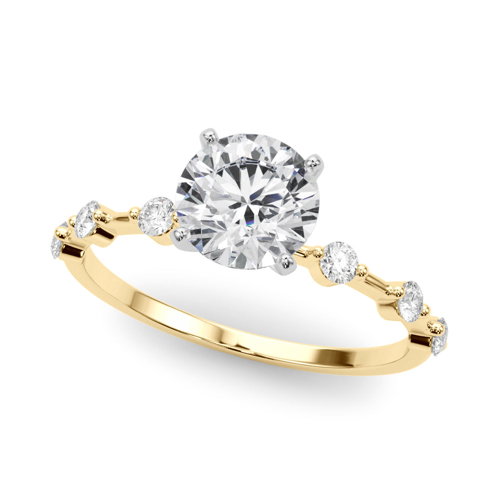 Luxe Sidestone Round Diamond Engagement Ring in 10K/14K gold and platinum with certified lab-grown or natural diamonds