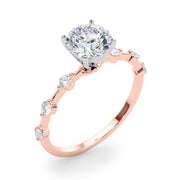Luxe Sidestone Round Diamond Engagement Ring in 10K/14K gold and platinum with certified lab-grown or natural diamonds