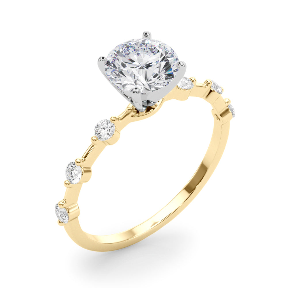 Luxe Sidestone Round Diamond Engagement Ring in 10K/14K gold and platinum with certified lab-grown or natural diamonds