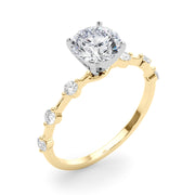 Luxe Sidestone Round Diamond Engagement Ring in 10K/14K gold and platinum with certified lab-grown or natural diamonds