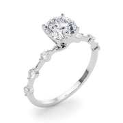 Luxe Sidestone Round Diamond Engagement Ring in 10K/14K gold and platinum with certified lab-grown or natural diamonds