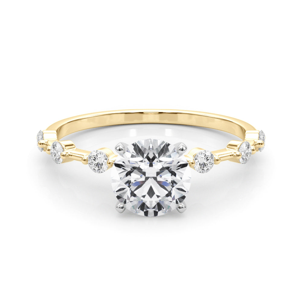 Luxe Sidestone Round Diamond Engagement Ring in 10K/14K gold and platinum with certified lab-grown or natural diamonds