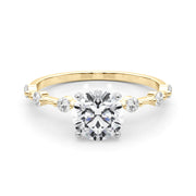 Luxe Sidestone Round Diamond Engagement Ring in 10K/14K gold and platinum with certified lab-grown or natural diamonds