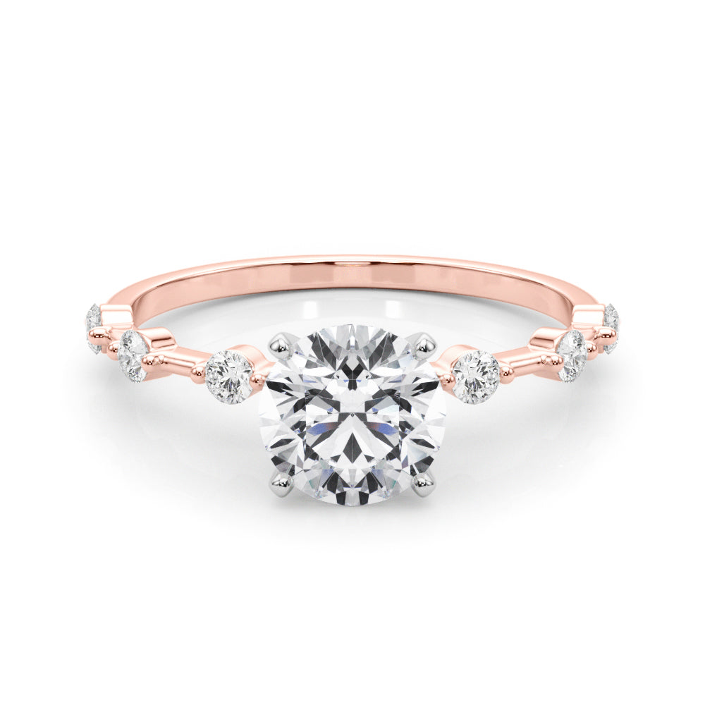 Luxe Sidestone Round Diamond Engagement Ring in 10K/14K gold and platinum with certified lab-grown or natural diamonds