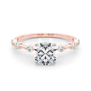 Luxe Sidestone Round Diamond Engagement Ring in 10K/14K gold and platinum with certified lab-grown or natural diamonds
