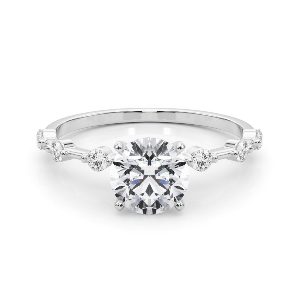 Luxe Sidestone Round Diamond Engagement Ring in 10K/14K gold and platinum with certified lab-grown or natural diamonds