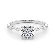 Luxe Sidestone Round Diamond Engagement Ring in 10K/14K gold and platinum with certified lab-grown or natural diamonds