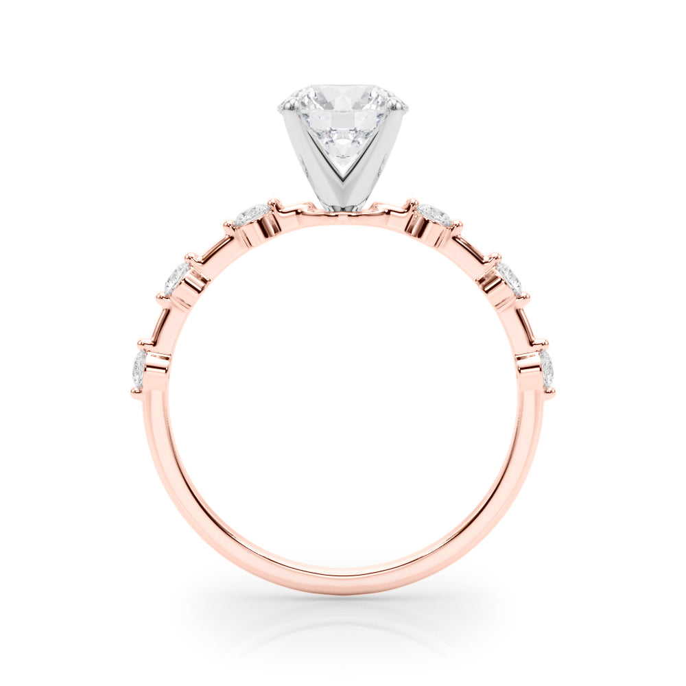 Luxe Sidestone Round Diamond Engagement Ring in 10K/14K gold and platinum with certified lab-grown or natural diamonds