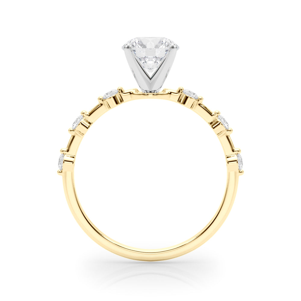 Luxe Sidestone Round Diamond Engagement Ring in 10K/14K gold and platinum with certified lab-grown or natural diamonds