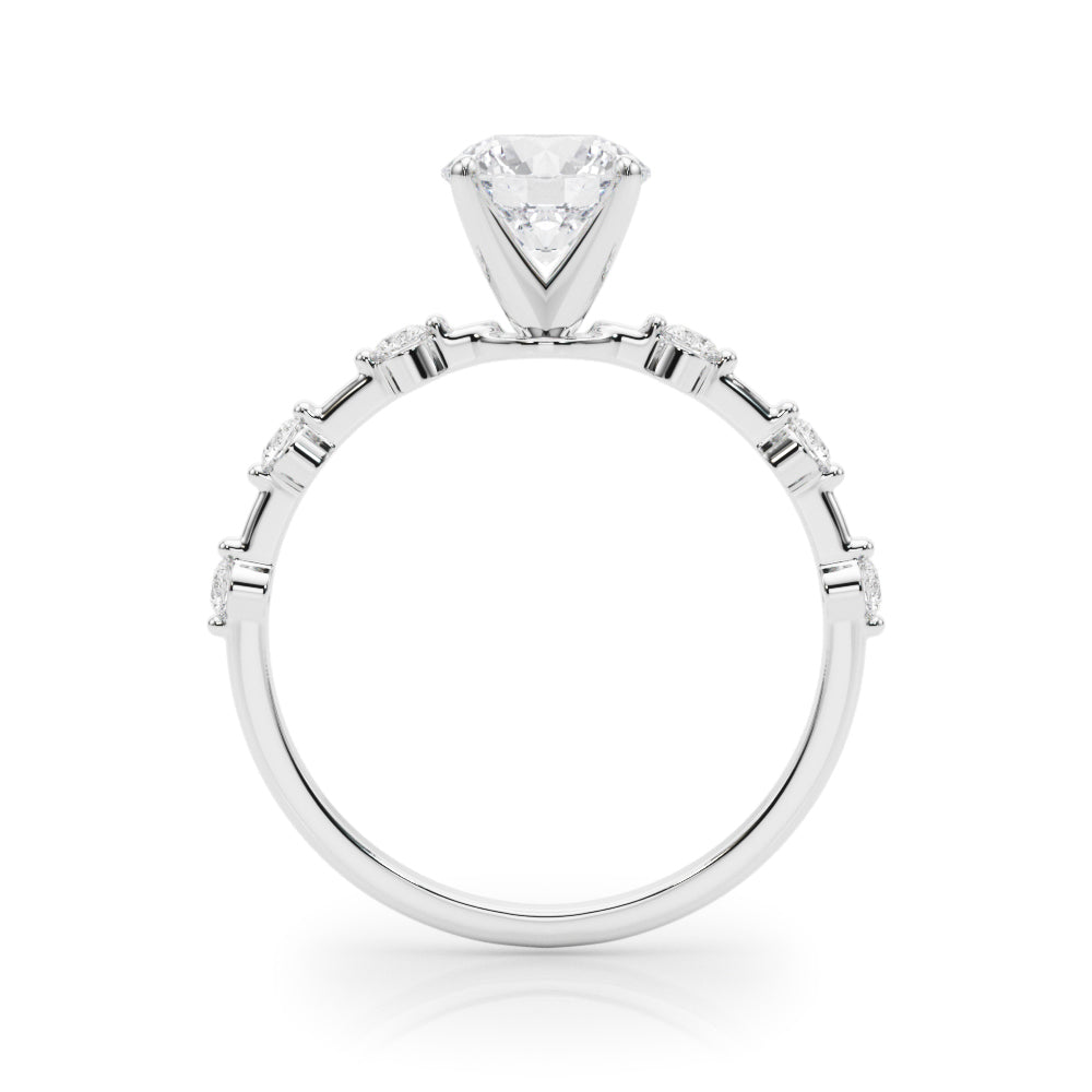 Luxe Sidestone Round Diamond Engagement Ring in 10K/14K gold and platinum with certified lab-grown or natural diamonds