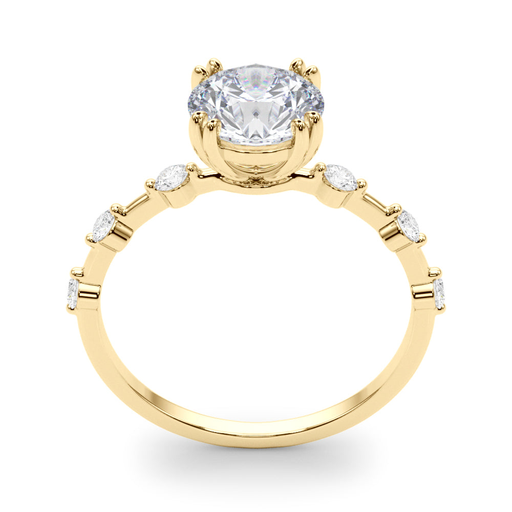 Luxe Sidestone Round Diamond Engagement Ring in 10K/14K gold and platinum with certified lab-grown or natural diamonds