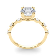 Luxe Sidestone Round Diamond Engagement Ring in 10K/14K gold and platinum with certified lab-grown or natural diamonds