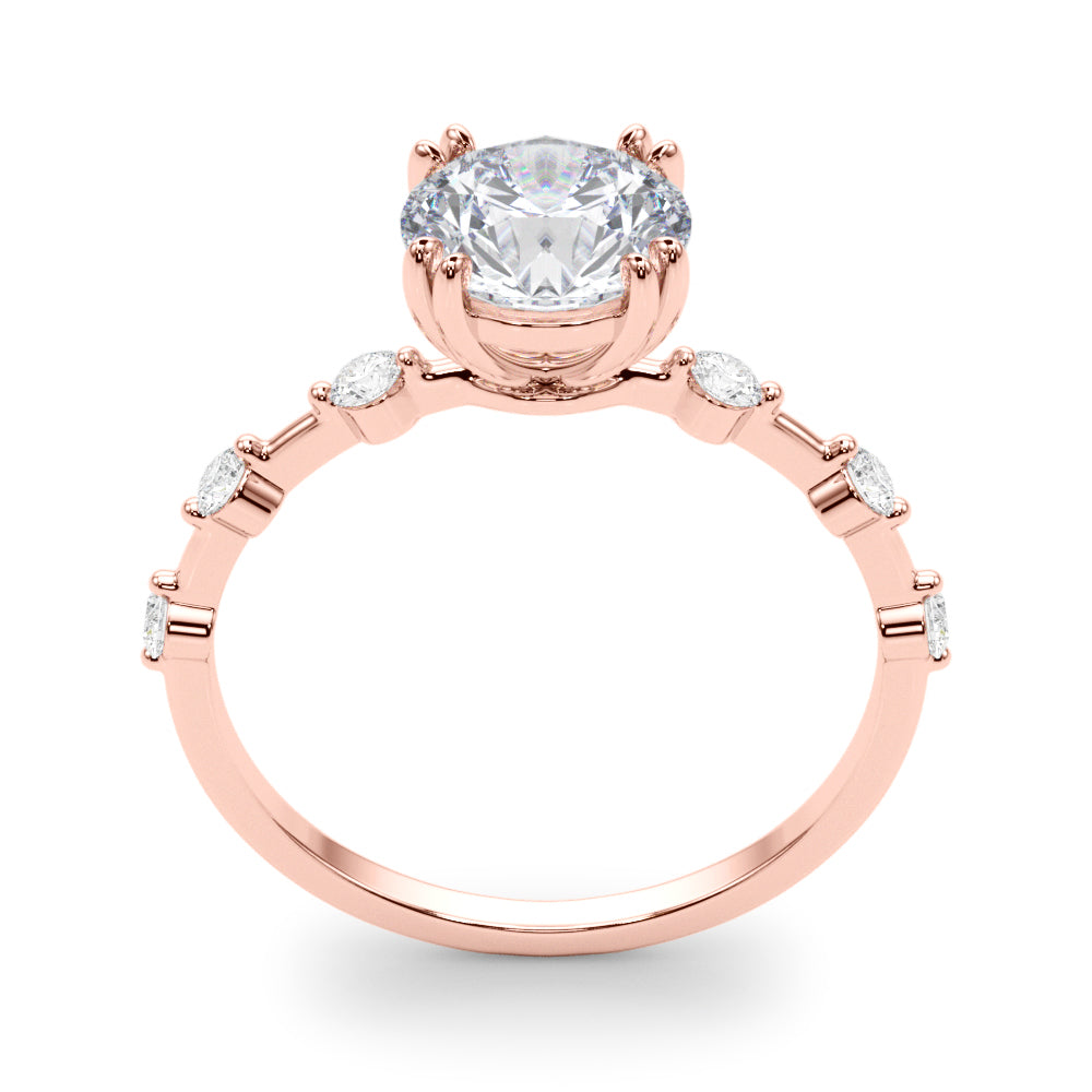 Luxe Sidestone Round Diamond Engagement Ring in 10K/14K gold and platinum with certified lab-grown or natural diamonds