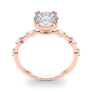 Luxe Sidestone Round Diamond Engagement Ring in 10K/14K gold and platinum with certified lab-grown or natural diamonds