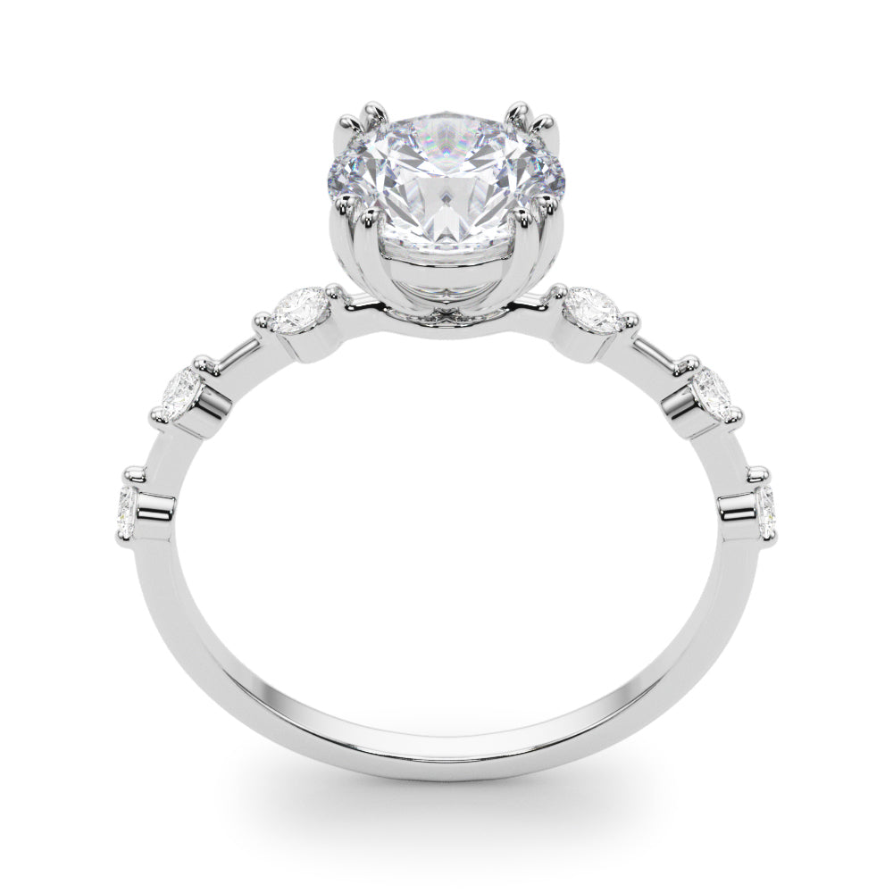 Luxe Sidestone Round Diamond Engagement Ring in 10K/14K gold and platinum with certified lab-grown or natural diamonds
