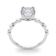 Luxe Sidestone Round Diamond Engagement Ring in 10K/14K gold and platinum with certified lab-grown or natural diamonds