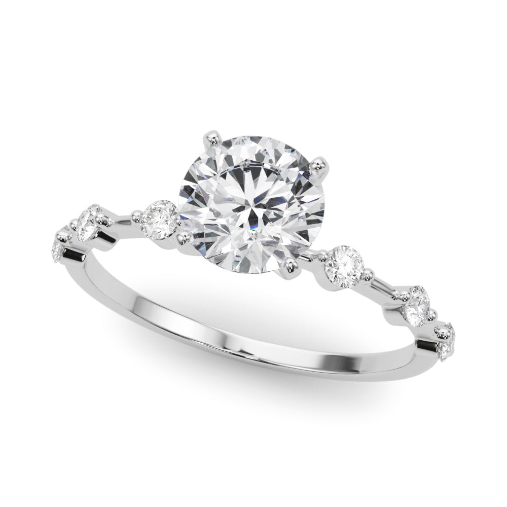 Luxe Sidestone Round Diamond Engagement Ring in 10K/14K gold and platinum with certified lab-grown or natural diamonds