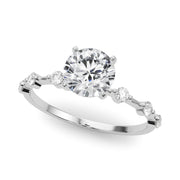 Luxe Sidestone Round Diamond Engagement Ring in 10K/14K gold and platinum with certified lab-grown or natural diamonds