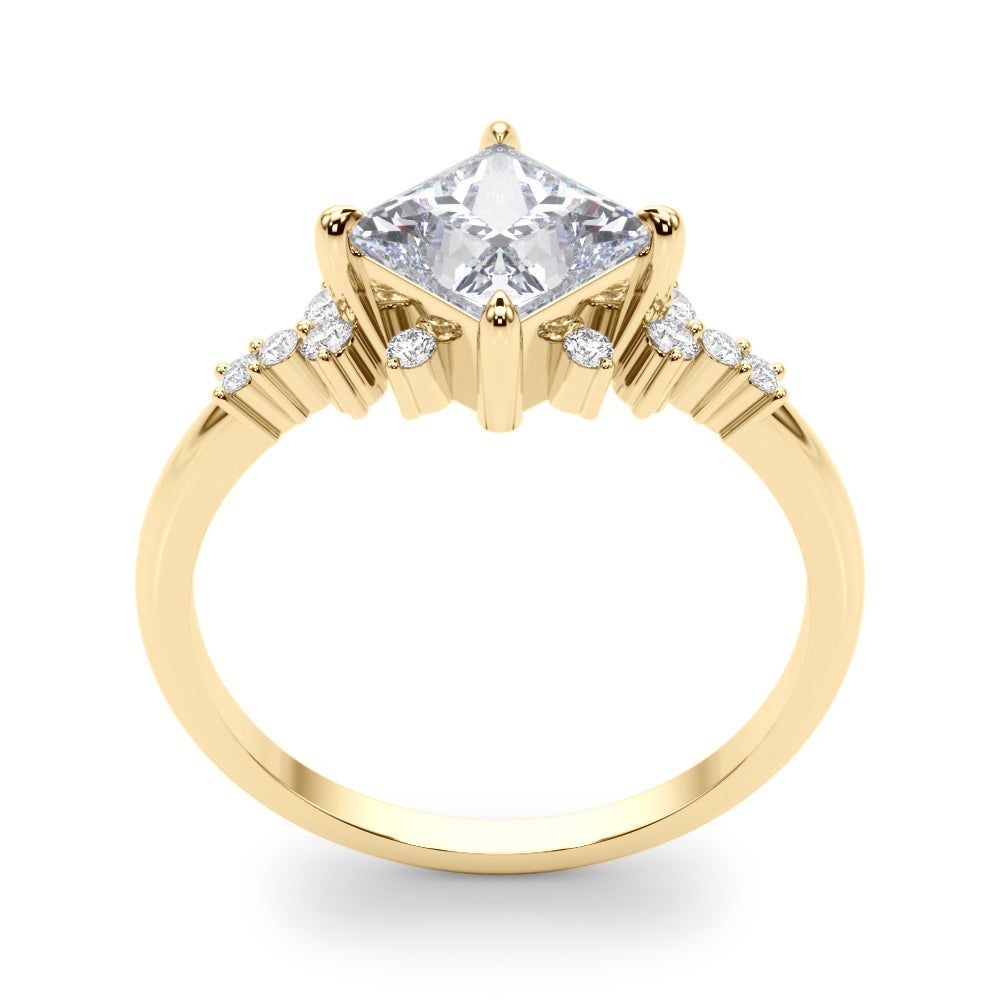 Sculpted Sidestone Princess Diamond Engagement Ring in 10K/14K gold and platinum with certified lab-grown or natural diamonds
