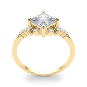 Sculpted Sidestone Princess Diamond Engagement Ring in 10K/14K gold and platinum with certified lab-grown or natural diamonds