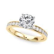 Classic Sidestone Round Diamond Engagement Ring in 10K/14K gold and platinum with certified lab-grown or natural diamonds