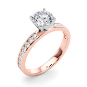 Classic Sidestone Round Diamond Engagement Ring in 10K/14K gold and platinum with certified lab-grown or natural diamonds