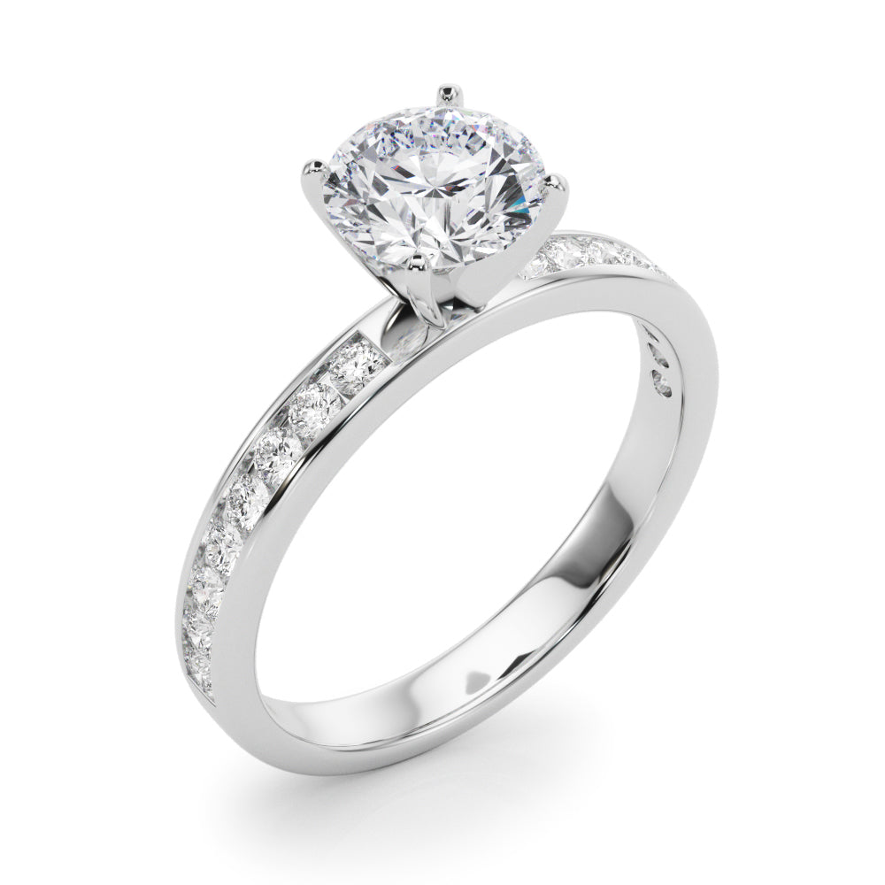 Classic Sidestone Round Diamond Engagement Ring in 10K/14K gold and platinum with certified lab-grown or natural diamonds