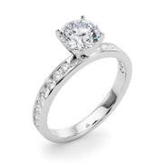 Classic Sidestone Round Diamond Engagement Ring in 10K/14K gold and platinum with certified lab-grown or natural diamonds