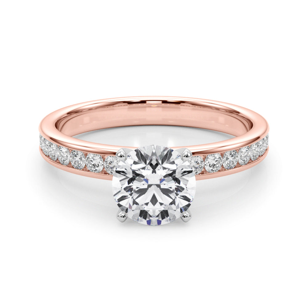 Classic Sidestone Round Diamond Engagement Ring in 10K/14K gold and platinum with certified lab-grown or natural diamonds