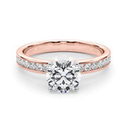 Classic Sidestone Round Diamond Engagement Ring in 10K/14K gold and platinum with certified lab-grown or natural diamonds