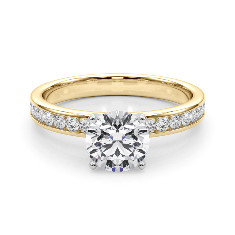Classic Sidestone Round Diamond Engagement Ring in 10K/14K gold and platinum with certified lab-grown or natural diamonds