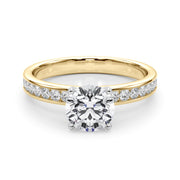 Classic Sidestone Round Diamond Engagement Ring in 10K/14K gold and platinum with certified lab-grown or natural diamonds