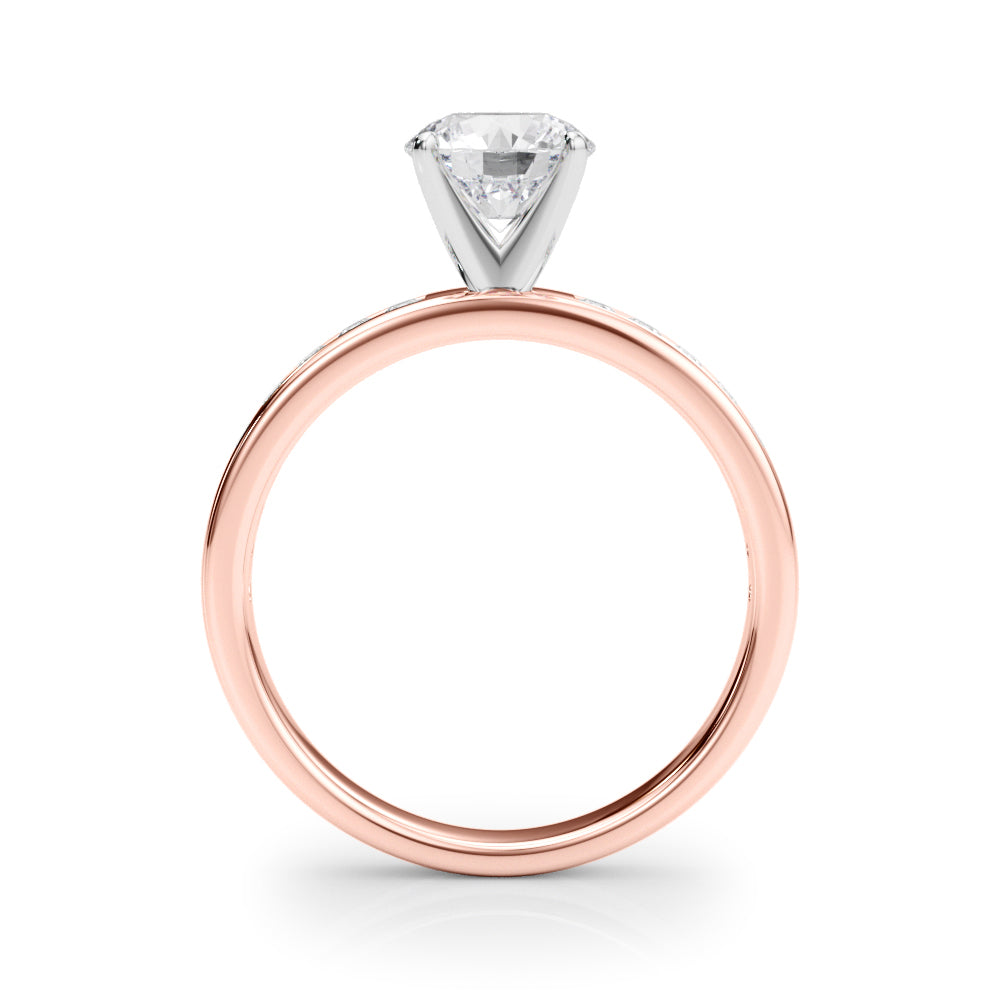 Classic Sidestone Round Diamond Engagement Ring in 10K/14K gold and platinum with certified lab-grown or natural diamonds