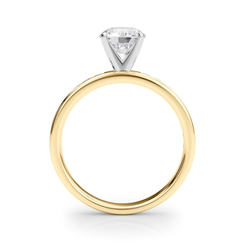 Classic Sidestone Round Diamond Engagement Ring in 10K/14K gold and platinum with certified lab-grown or natural diamonds