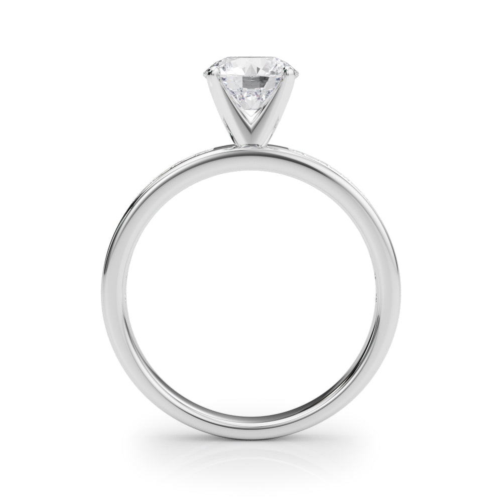 Classic Sidestone Round Diamond Engagement Ring in 10K/14K gold and platinum with certified lab-grown or natural diamonds