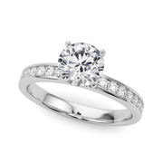 Classic Sidestone Round Diamond Engagement Ring in 10K/14K gold and platinum with certified lab-grown or natural diamonds
