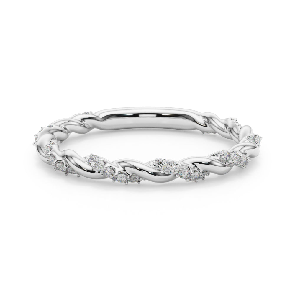 Twisting Alternating Half Eternity Ring in Gold & Platinum