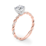 Romantic With Twisted Shank Round Diamond Engagement Ring in 10K/14K gold and platinum with certified lab-grown or natural diamonds