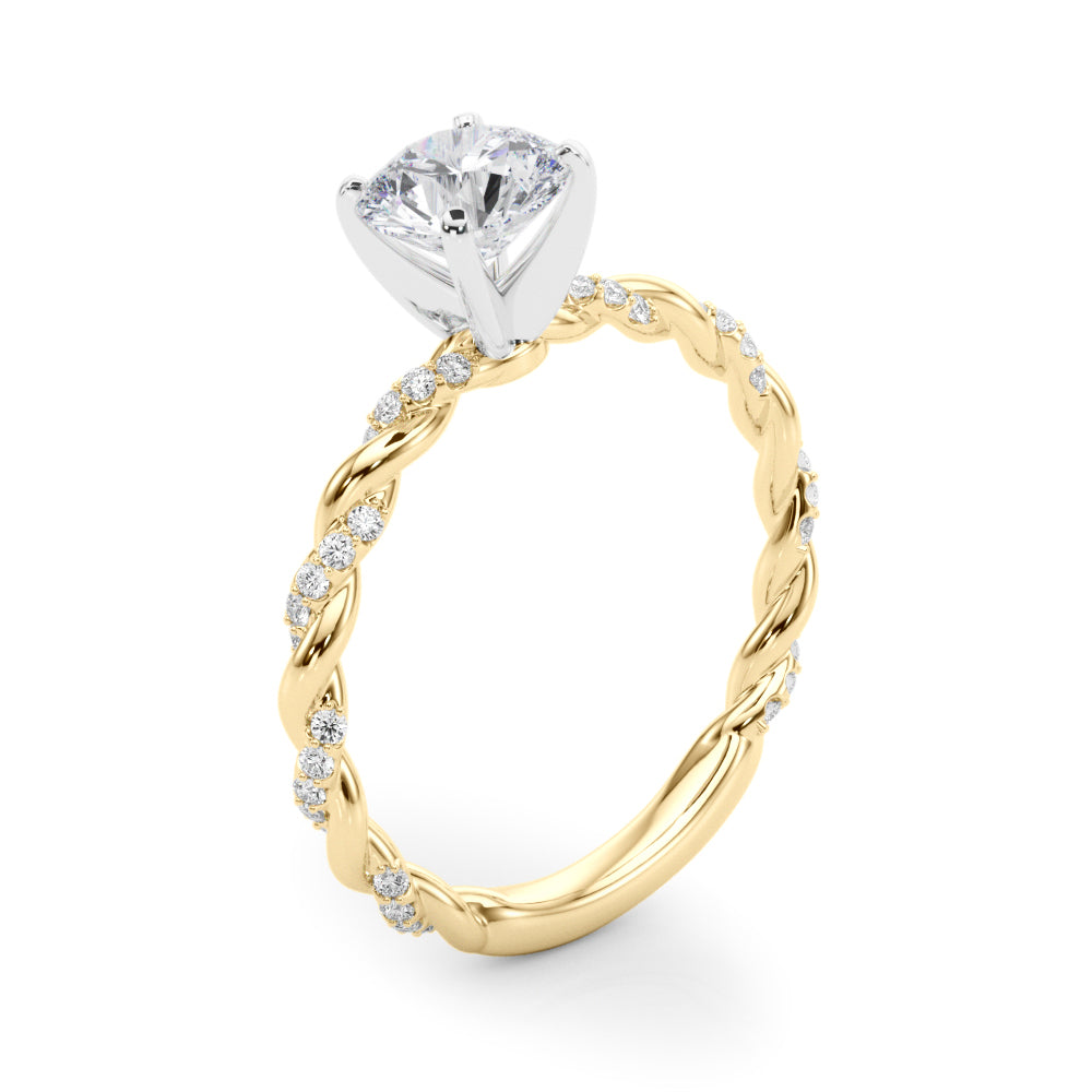 Romantic With Twisted Shank Round Diamond Engagement Ring in 10K/14K gold and platinum with certified lab-grown or natural diamonds