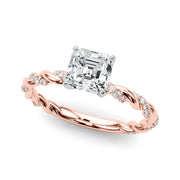 Romantic With Twisted Shank Round Diamond Engagement Ring in 10K/14K gold and platinum with certified lab-grown or natural diamonds