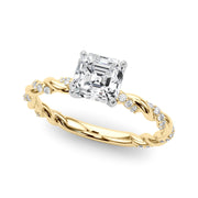 Romantic With Twisted Shank Round Diamond Engagement Ring in 10K/14K gold and platinum with certified lab-grown or natural diamonds