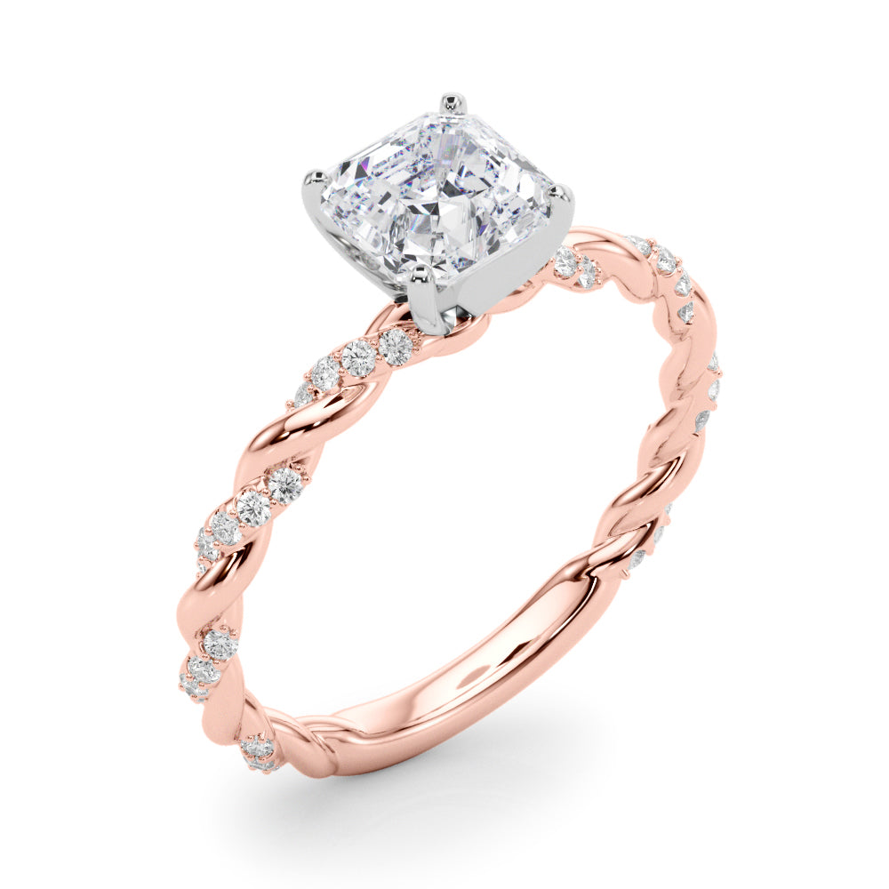 Romantic With Twisted Shank Round Diamond Engagement Ring in 10K/14K gold and platinum with certified lab-grown or natural diamonds