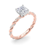 Romantic With Twisted Shank Round Diamond Engagement Ring in 10K/14K gold and platinum with certified lab-grown or natural diamonds