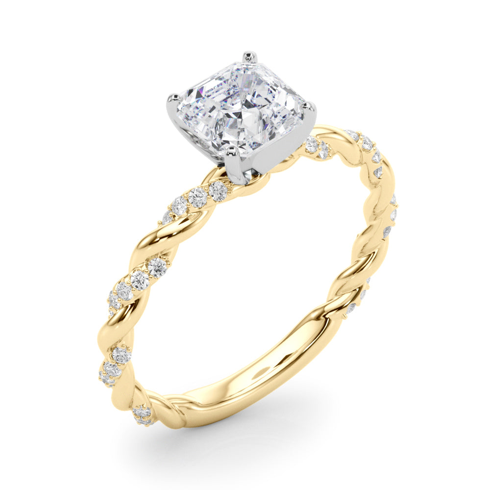 Romantic With Twisted Shank Round Diamond Engagement Ring in 10K/14K gold and platinum with certified lab-grown or natural diamonds