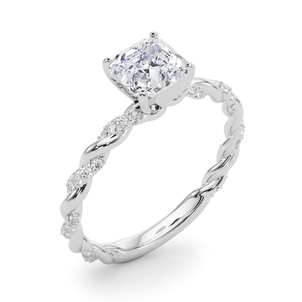 Romantic With Twisted Shank Round Diamond Engagement Ring in 10K/14K gold and platinum with certified lab-grown or natural diamonds