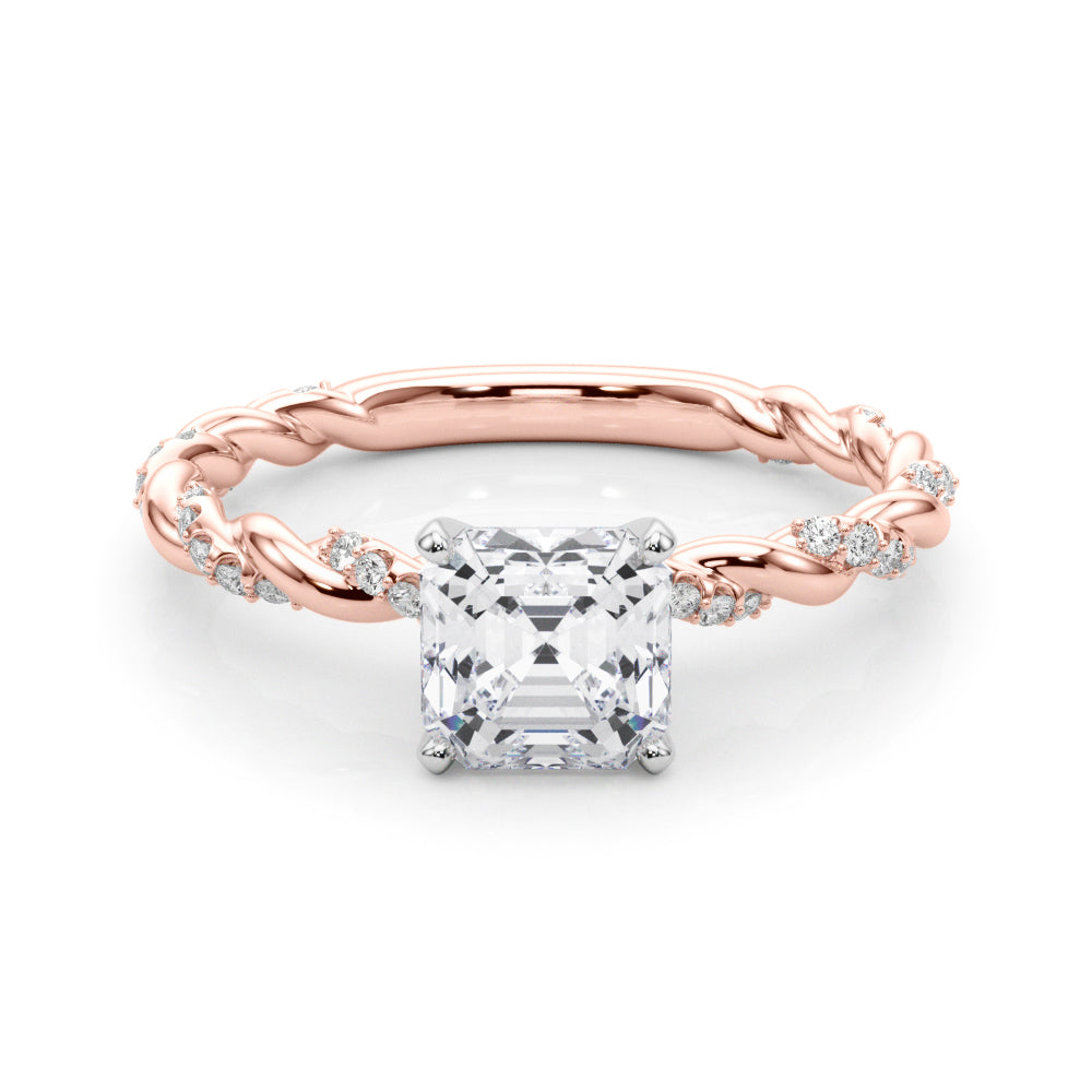 Romantic With Twisted Shank Round Diamond Engagement Ring in 10K/14K gold and platinum with certified lab-grown or natural diamonds