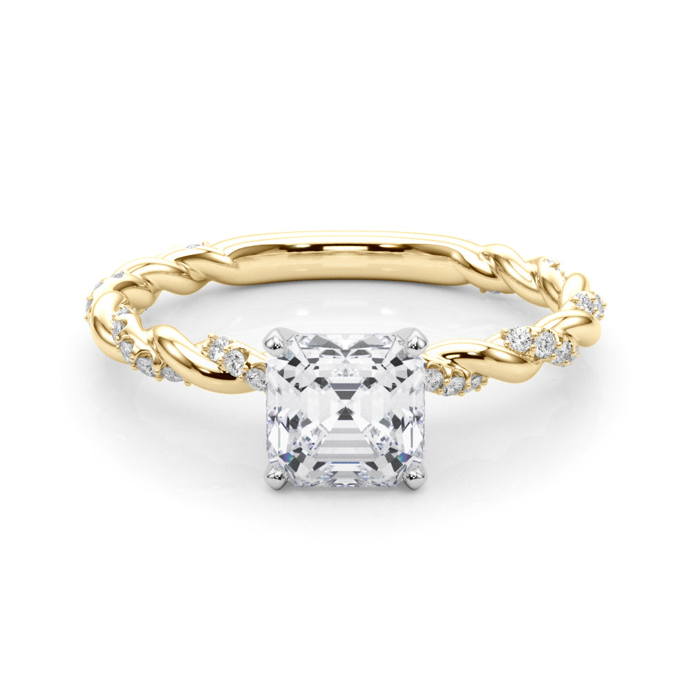 Romantic With Twisted Shank Round Diamond Engagement Ring in 10K/14K gold and platinum with certified lab-grown or natural diamonds