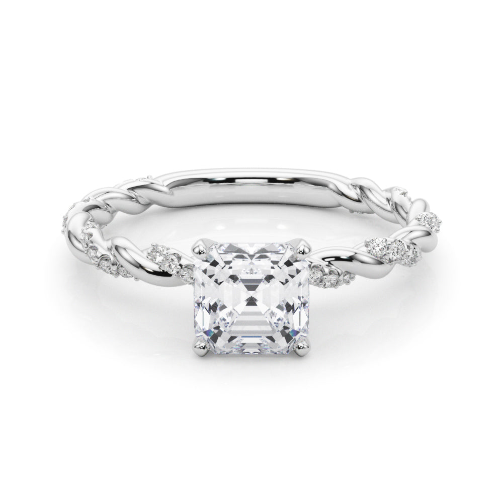 Romantic With Twisted Shank Round Diamond Engagement Ring in 10K/14K gold and platinum with certified lab-grown or natural diamonds